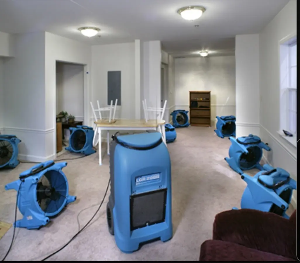 Air movers and dehumidifier setup for Water Damage Restoration in Crooked River Ranch